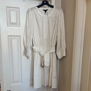 Banana Republic White Long Sleeve Dress with Belt
